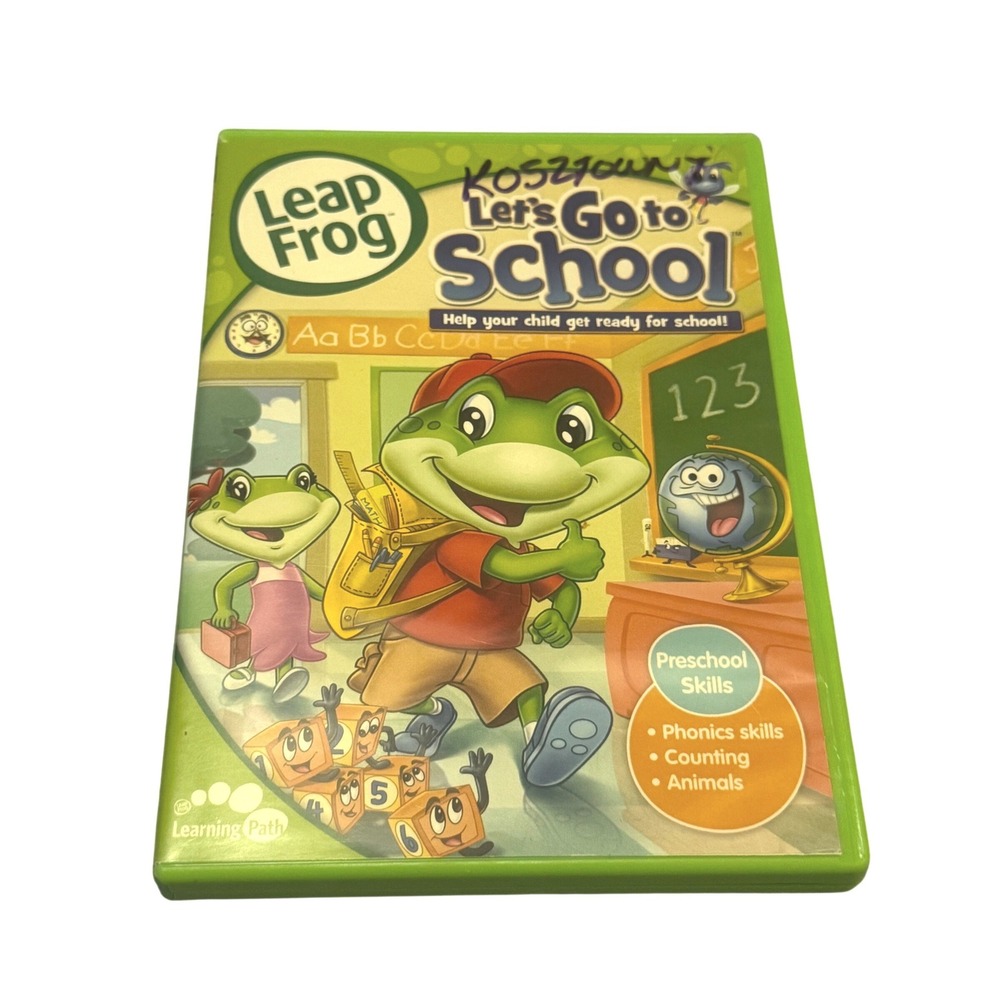 LeapFrog Let's Go to School Phonics Counting Kids DVD Educational Green Case